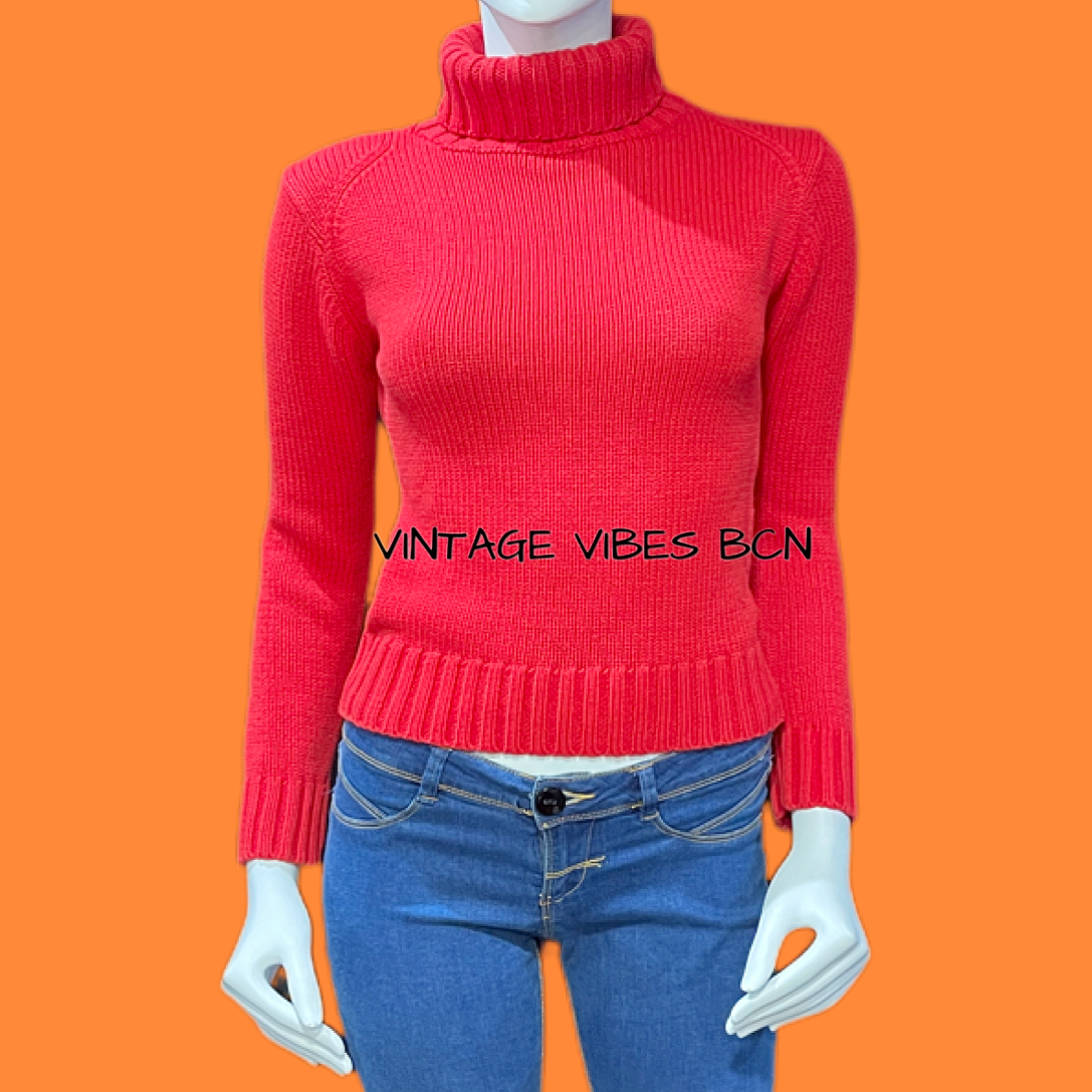 Jersey básico cuello alto rojo