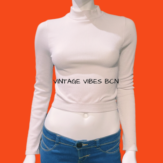 Camiseta cropped canalé