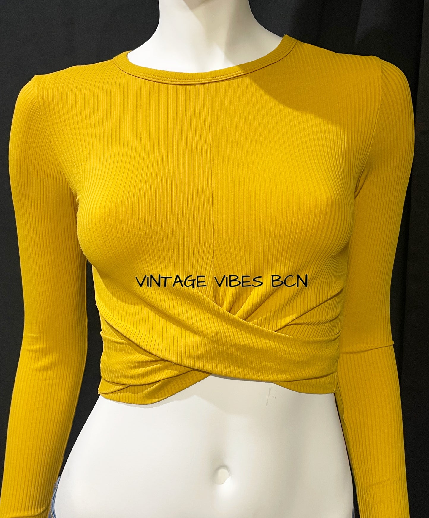 Camiseta vintage cropped canalé