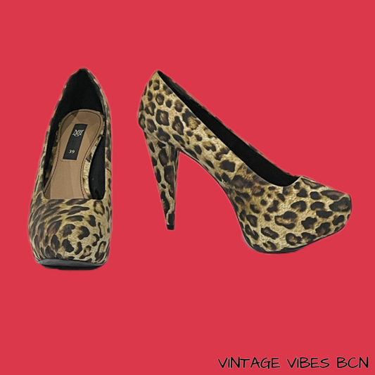 Zapatos de tacón y plataforma Animal Print Leopardo MANGO